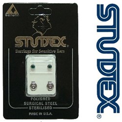 Birthstone Studs - Reg Bezel S/S - May / Emerald